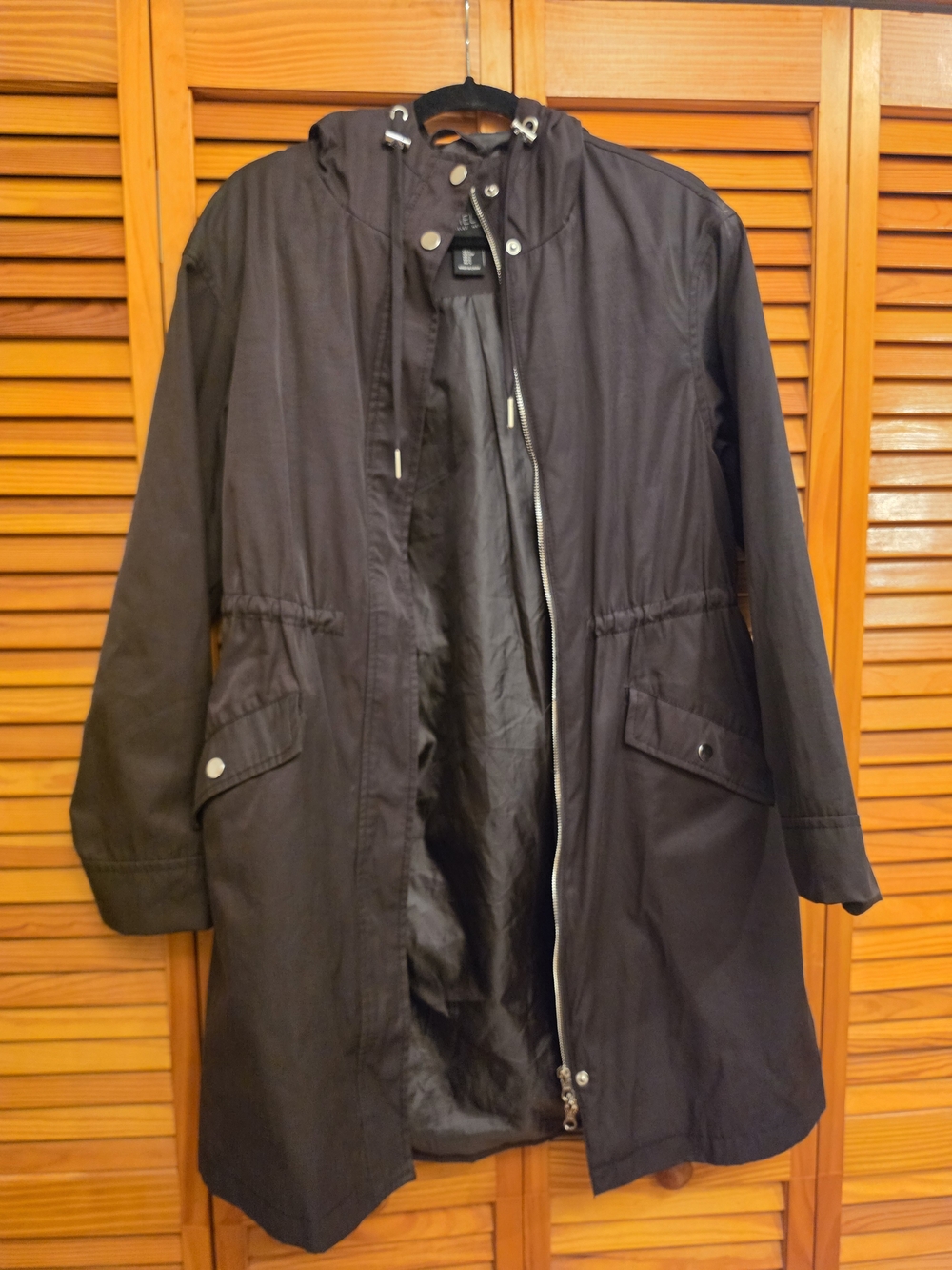 Rachel Zoe Black Hooded Raincoat